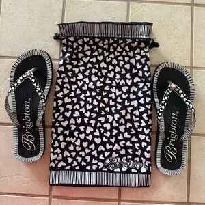 Brighton sandals - Black and White with Hearts. Comes with Brighton Dust Bag.
